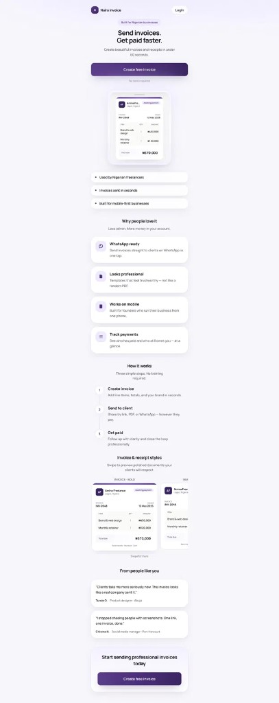 NairaInvoice product preview